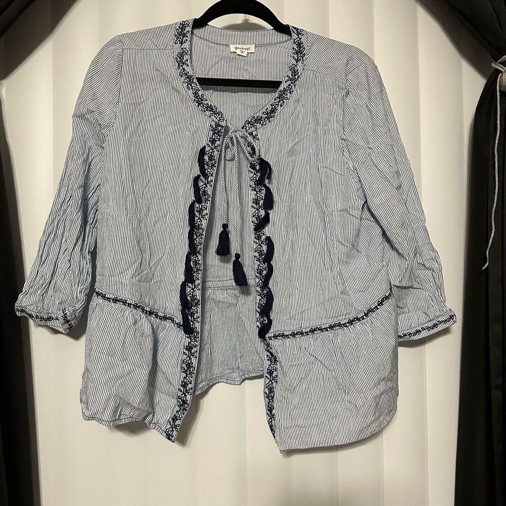 Westport blue/navy blue striped cardigan style top
